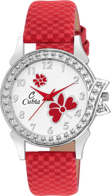 

CUBIA CB- 1291 RED check strap studded watch New Collection Watch - For Girls