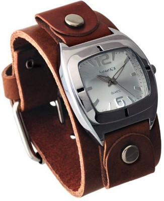 

Nemesis White279 Nemesis #BGB090S Unisex Retro Collection Shorter Length Wide Leather Cuff Band Watch Watch - For Men