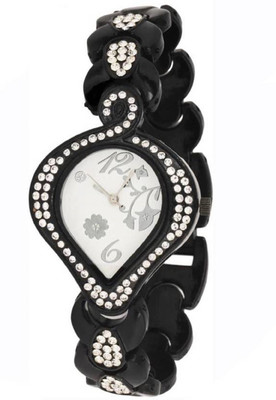 

vbenterprise Designer Rich Look Black Chronograph Heart Pattern Metal Strap Analog Watch - For Girls