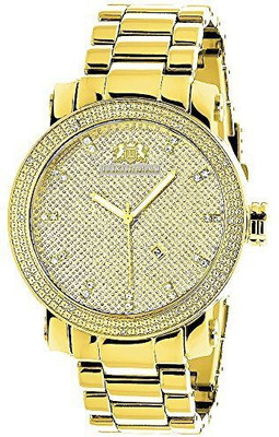 

Luxurman Yellow 8616 LUXURMAN Mens Diamond Watch 0.12ct Yellow Watch - For Men