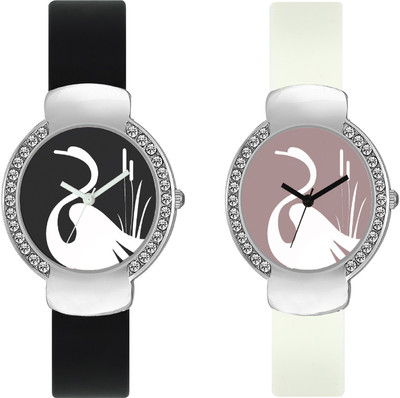 

CLOUDWOOD VLT21_26 Set Of 2 Combo PU Material Fast Selling Women Watch Watch - For Girls