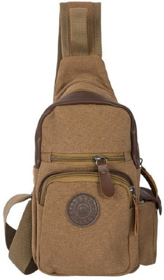 

AllExtreme Canvas Sling Bag Canvas Chest Shoulder Backpack Water Resistant Vintage Carry Cross Body Messenger Bag for Men Women Kids Perfect for Gym Travel Hiking Working School Business 1 L Backpack(Brown)