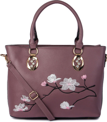 

Machli Mauve embroidered over sized handbag Shoulder Bag(Pink, 15 L)