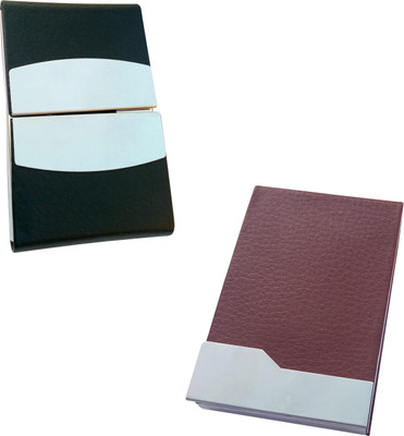 

Printmystic.com 10 Card Holder(Set of 2, Black, Brown, Silver)