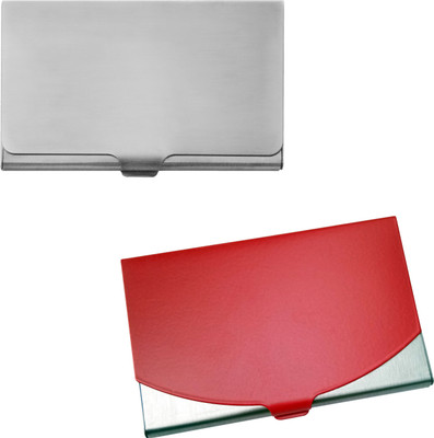 

Printmystic.com 10 Card Holder(Set of 2, Red, Silver)