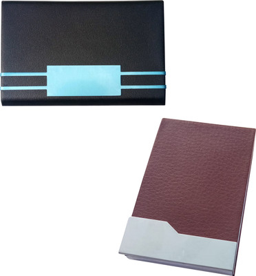 

Printmystic.com 10 Card Holder(Set of 2, Black, Brown, Silver)