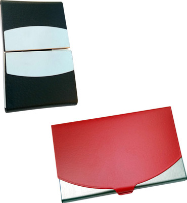 

Printmystic.com 10 Card Holder(Set of 2, Red, Black, Silver)