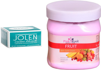 Pink Root Fruit Skin Cream 500ml and JOLEN Creme Bleach (MEDIUM) 35G(Set of 2)