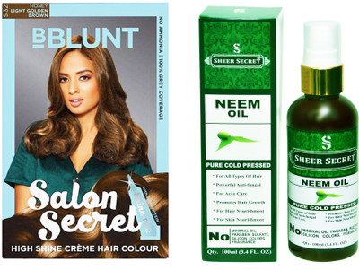 BBlunt SALON SECRET LIGHT GOLDEN BROWN NO. 5.32 with PURE COLD PRESSED SHEER SECRET NEEM OIL 100 ML(Set of 2)