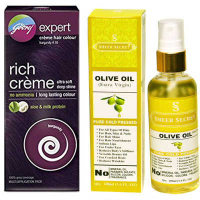 

Godrej BOX BURGUNDY NO. 3.16 with PURE COLD PRESSED SHEER SECRET OLIVE OIL 100 ML(Set of 2)