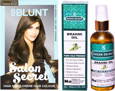 

BBlunt SALON SECRET COFFEE NATURAL BROWN NO. 4.31 with PURE COLD PRESSED SHEER SECRET BRAHMI OIL 100 ML(Set of 2)