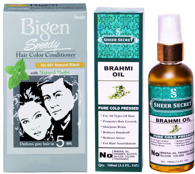 

Bigen SPEEDY NATURAL BLACK NO. 881 with PURE COLD PRESSED SHEER SECRET BRAHMI OIL 100 ML(Set of 2)