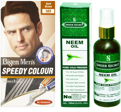 

Bigen SPEEDY DARK BROWN NO. 103 with PURE COLD PRESSED SHEER SECRET NEEM OIL 100 ML(Set of 2)