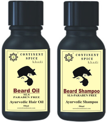 

Continent Spice Khadi Beard Oil 50 ml With Beard Shampoo 50 ml(Set of 2)