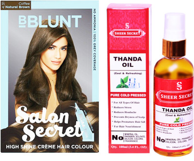 

BBlunt SALON SECRET COFFEE NATURAL BROWN NO. 4.31 with PURE COLD PRESSED SHEER SECRET THANDA OIL 100 ML(Set of 2)
