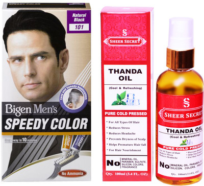 

Bigen SPEEDY NATURAL BLACK NO. 101 with PURE COLD PRESSED SHEER SECRET THANDA OIL 100 ML(Set of 2)