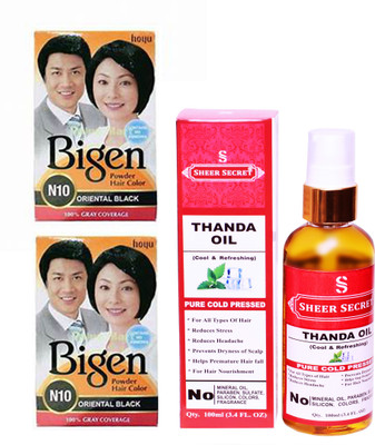

Bigen 2 ORIENTAL BLACK N10 with PURE COLD PRESSED SHEER SECRET THANDA OIL 100 ML(Set of 2)