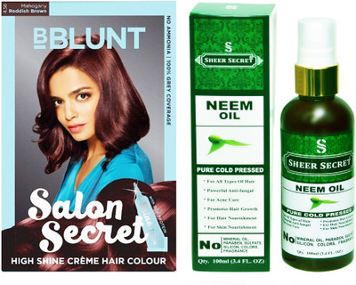 

BBlunt SALON SECRET MAHOGANY REDDISH BROWN NO. 5.32 with PURE COLD PRESSED SHEER SECRET NEEM OIL 100 ML(Set of 2)