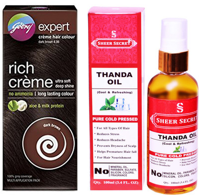 

Godrej BOX DARK BROWN NO. 4.06 with PURE COLD PRESSED SHEER SECRET THANDA OIL 100 ML(Set of 2)