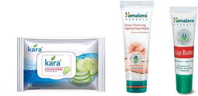 

Himalaya Kara Skin Care Wipes, Deep Cleansing Apricot Face Wash, Lip Balm(Set of 3)
