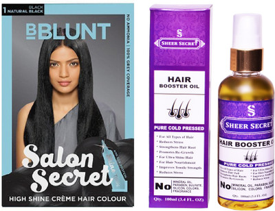 

BBlunt SALON SECRET NATURAL BLACK NO. 1 with PURE COLD PRESSED SHEER SECRET HAIR BOOSTER OIL 100 ML(Set of 2)