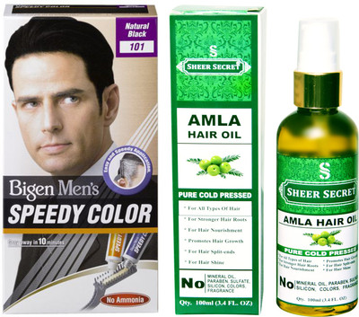 

Bigen SPEEDY NATURAL BLACK NO. 101 with PURE COLD PRESSED SHEER SECRET AMLA HAIR OIL 100 ML(Set of 2)