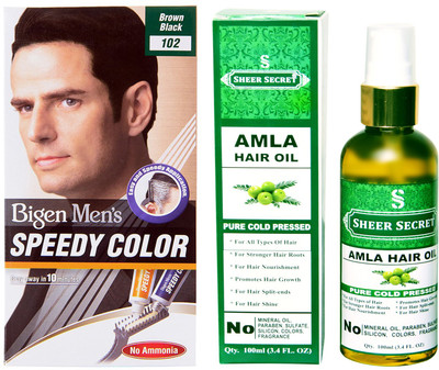 

Bigen SPEEDY BROWN BLACK NO. 102 with PURE COLD PRESSED SHEER SECRET AMLA HAIR OIL 100 ML(Set of 2)
