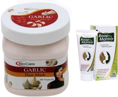 

Roop Mantra Ayurvedic Fairness Face Cream 30g and Biocare Garlic Hair Mask 500ml(Set of 2)