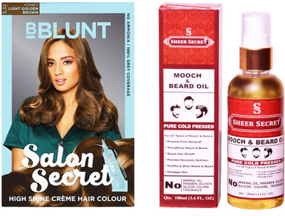 

BBlunt SALON SECRET LIGHT GOLDEN BROWN NO. 5.32 with PURE COLD PRESSED SHEER SECRET MOOCH AND BEARD OIL 100 ML(Set of 2)