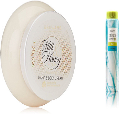 

Oriflame Sweden Milk & Honey Gold Hand & Body Nourishing Cream & Nature Secrets Cooling Breeze Talc (Set of 2)(Set of 2)