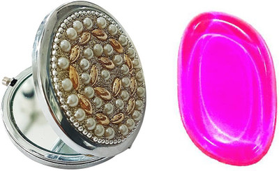 

Confidence Combo Of Compact Mirror / Cosmetic Mirror & Silicone Makeup Sponge For Women & Girls(Set of 2)