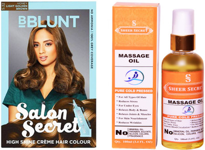 

BBlunt SALON SECRET LIGHT GOLDEN BROWN NO. 5.32 with PURE COLD PRESSED SHEER SECRET MASSAGE OIL 100 ML(Set of 2)