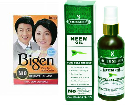 

Bigen ORIENTAL BLACK N10 with PURE COLD PRESSED SHEER SECRET NEEM OIL 100 ML(Set of 2)