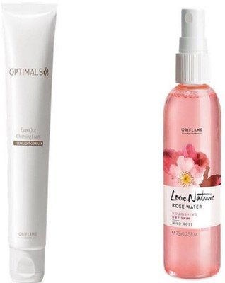 

Oriflame Sweden Optimals Even Out Cleansing Foam Lumilight Complex & Love Nature Rose Water Nourishing Dry Skin(Set of 2)