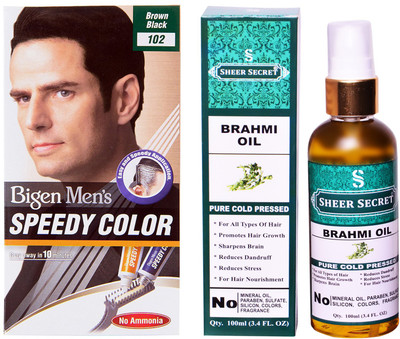 

Bigen SPEEDY BROWN BLACK NO. 102 with PURE COLD PRESSED SHEER SECRET BRAHMI OIL 100 ML(Set of 2)