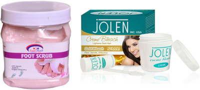 

Pink Root Foot Scrub 500ml and JOLEN Gold Bleach Crème (MEDIUM) 35G(Set of 2)