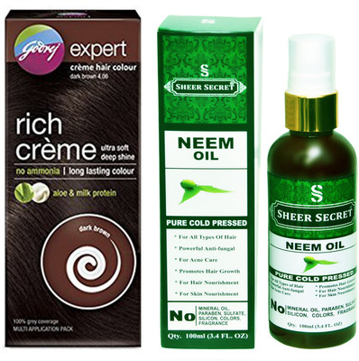 

Godrej BOX DARK BROWN NO. 4.06 with PURE COLD PRESSED SHEER SECRET NEEM OIL 100 ML(Set of 2)