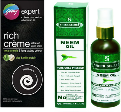 

Godrej BOX NATURAL BLACK NO. 1 with PURE COLD PRESSED SHEER SECRET NEEM OIL 100 ML(Set of 2)