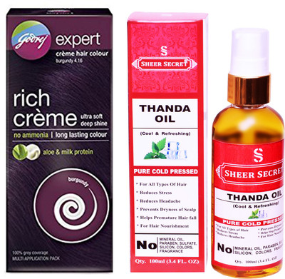

Godrej BOX BURGUNDY NO. 3.16 with PURE COLD PRESSED SHEER SECRET THANDA OIL 100 ML(Set of 2)