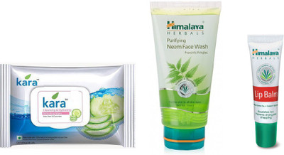 

Himalaya Kara Skin Care Wipes, Purifying Neem Face Wash, Lip Balm(Set of 3)