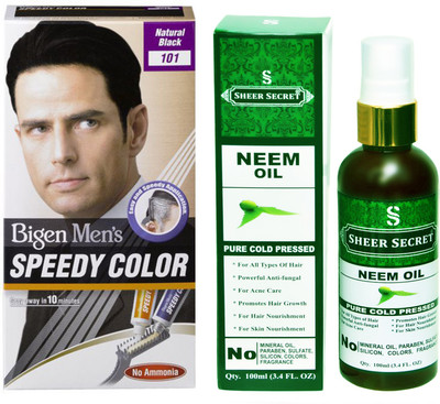

Bigen SPEEDY NATURAL BLACK NO. 101 with PURE COLD PRESSED SHEER SECRET NEEM OIL 100 ML(Set of 2)