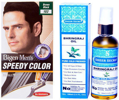 

Bigen SPEEDY BROWN BLACK NO. 102 with PURE COLD PRESSED SHEER SECRET BHRINGRAJ OIL 100 ML(Set of 2)