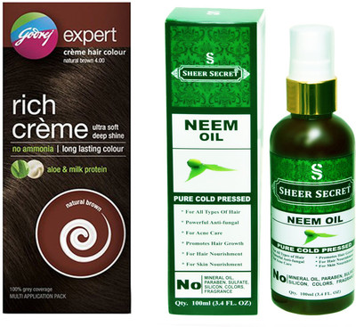 

Godrej BOX NATURAL BROWN NO. 4 with PURE COLD PRESSED SHEER SECRET NEEM OIL 100 ML(Set of 2)
