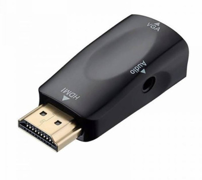 

Microware HDMI to VGA Converter HDMI2VGA Connector Adapter + Audio Cable For PC Computer Laptop Desktop Tablet HDMI Cable(Compatible with Computer, Black)