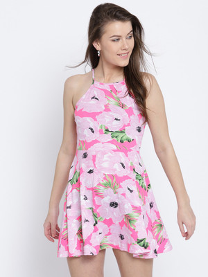 Sera Women Fit and Flare Pink Mini/Short Dress