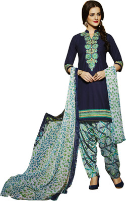 

BanoRani Cotton Embroidered Salwar Suit Dupatta Material(Un-stitched), Blue