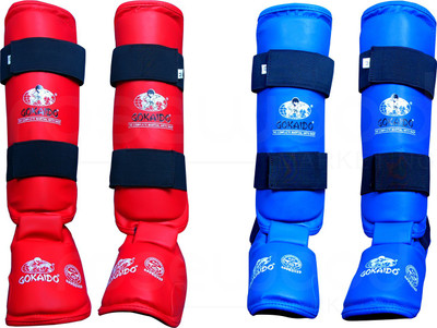 

GOKAIDO SHIN GUARD WITH FOOT COVER MMA Shin Guard(L, Blue, Red)