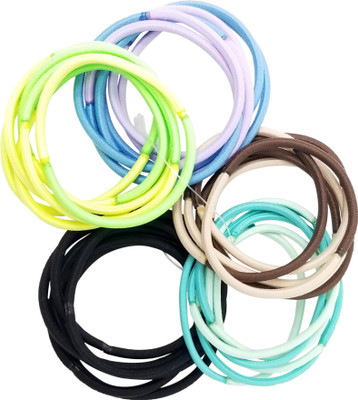 

Evolution Elastic Rubber Band Metal Free Basic Shades Soft Fabric Hair Ties For Women (Pack of 30) Rubber Band(Multicolor)
