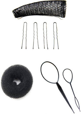 

kashqueen Updo, topsy tail and donut bun maker combo hair Accessory Hair Accessory Set(Black)