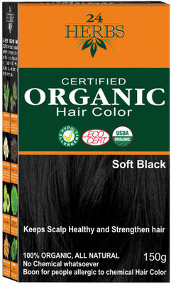 

24 HERBS Certified Organic Hair Color - Soft Black Hair Color(Soft Black)